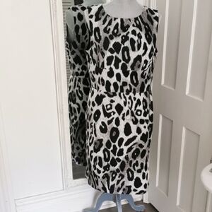 Ann Taylor leopard sheath sleeveless cocktail dress, careerwear. Size 12